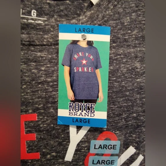 NWT - ROYCE BRAND Women's Americana Graphic tee-Heather Blue Shake your Sparkler - Picture 3 of 6